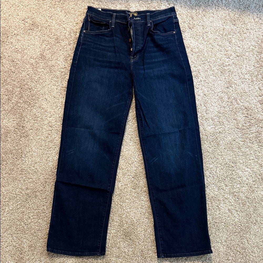 MOTHER Dark Indigo Cropped Ankle Jeans